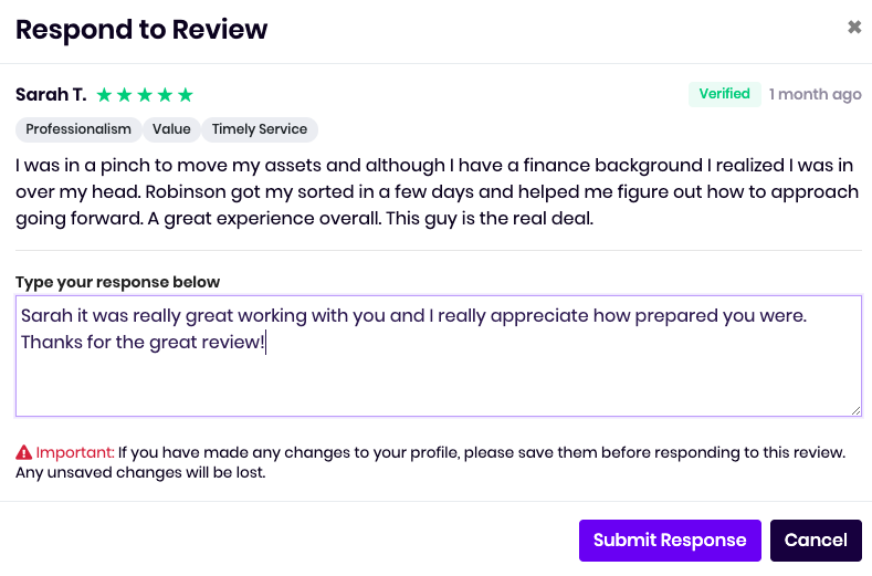 BizPayO review response tool